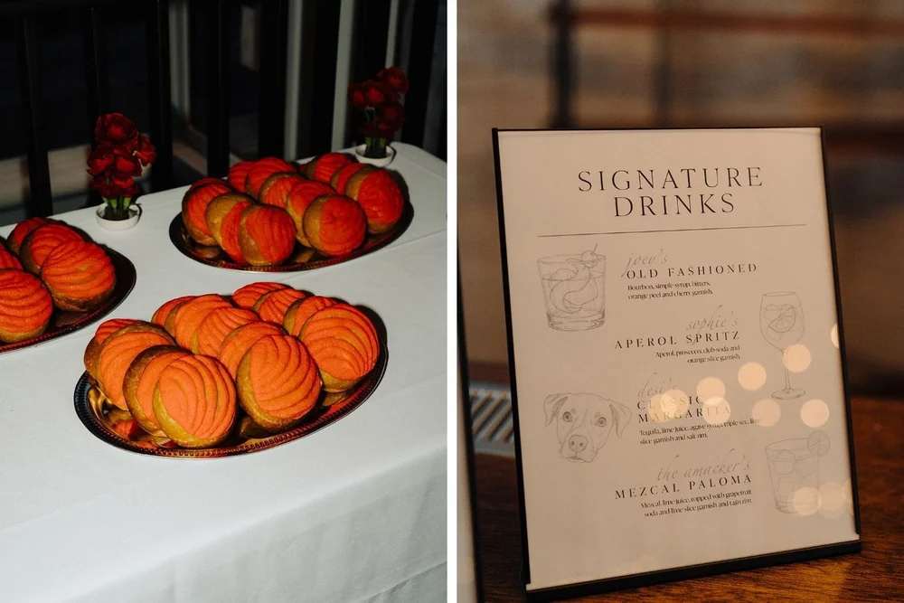 Conchas and a signature drink sign