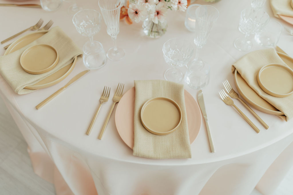 Close-up of a tablescape at a wedding in Seattle, Washington