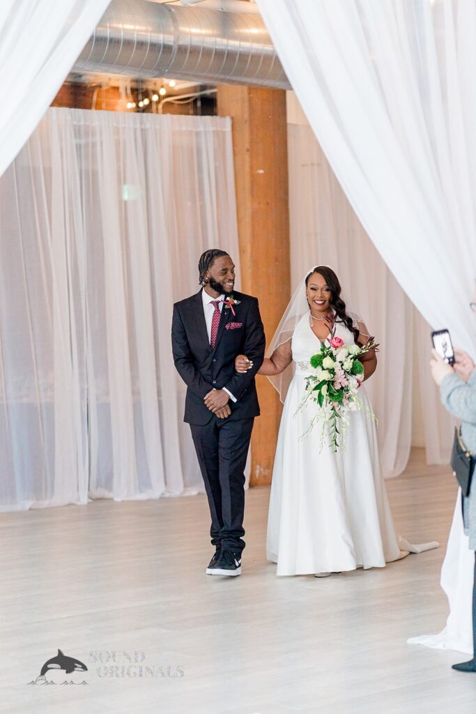 Bride and son walking down the aisle