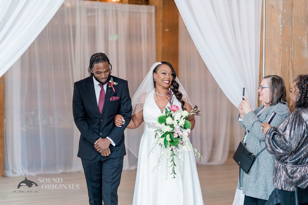 Bride and son walking down the aisle