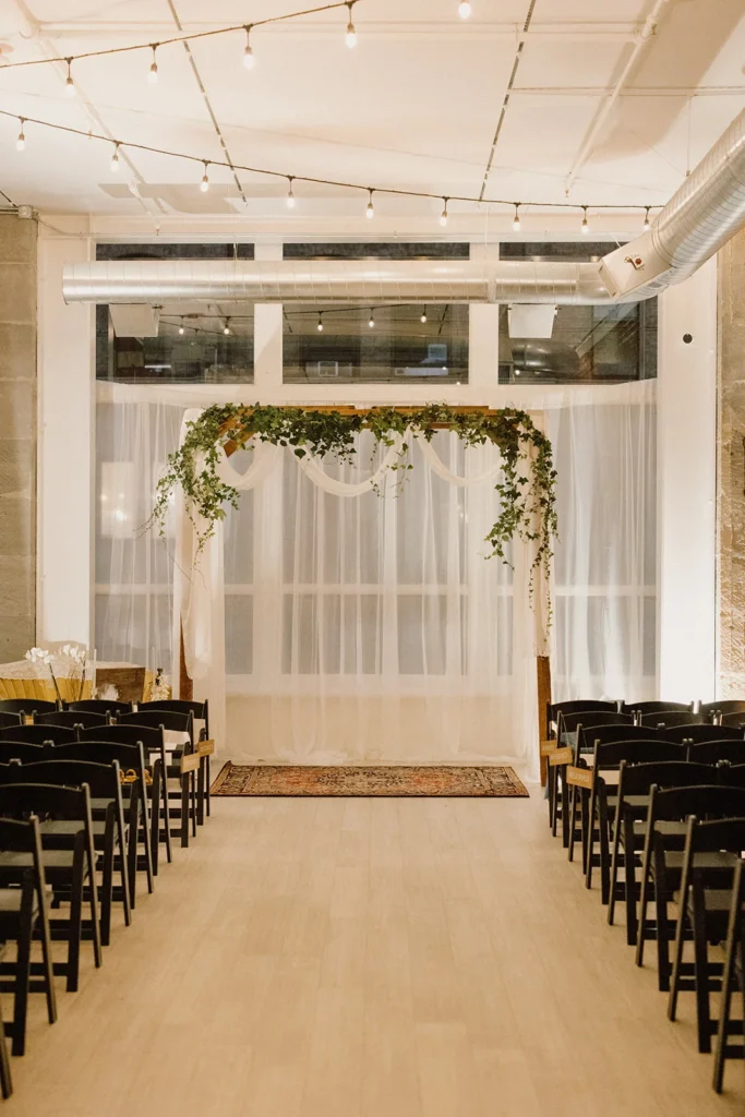 Wedding ceremony setup at THE 101 in Seattle