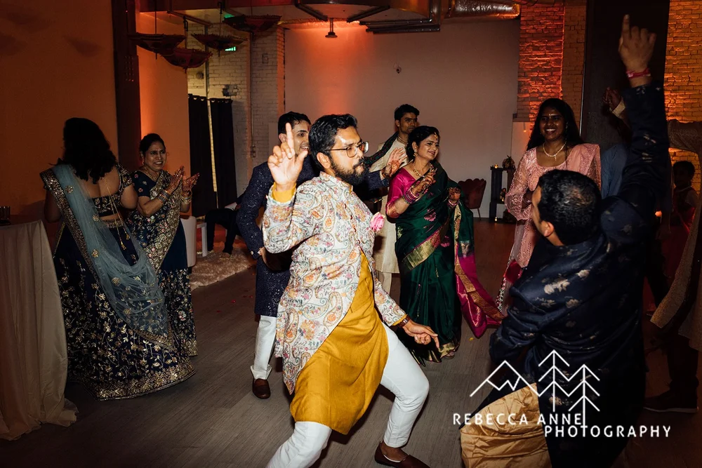 Guests dancing at an Indian wedding