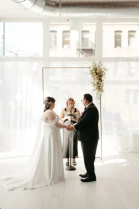 Bride and groom saying vows