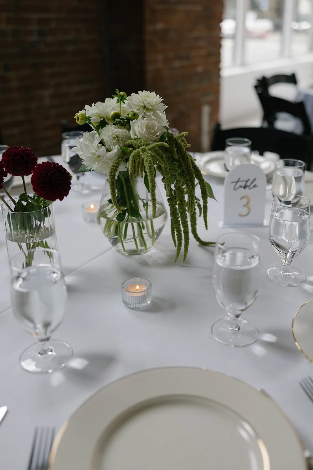 Wedding reception table details styled for a Seattle wedding celebration