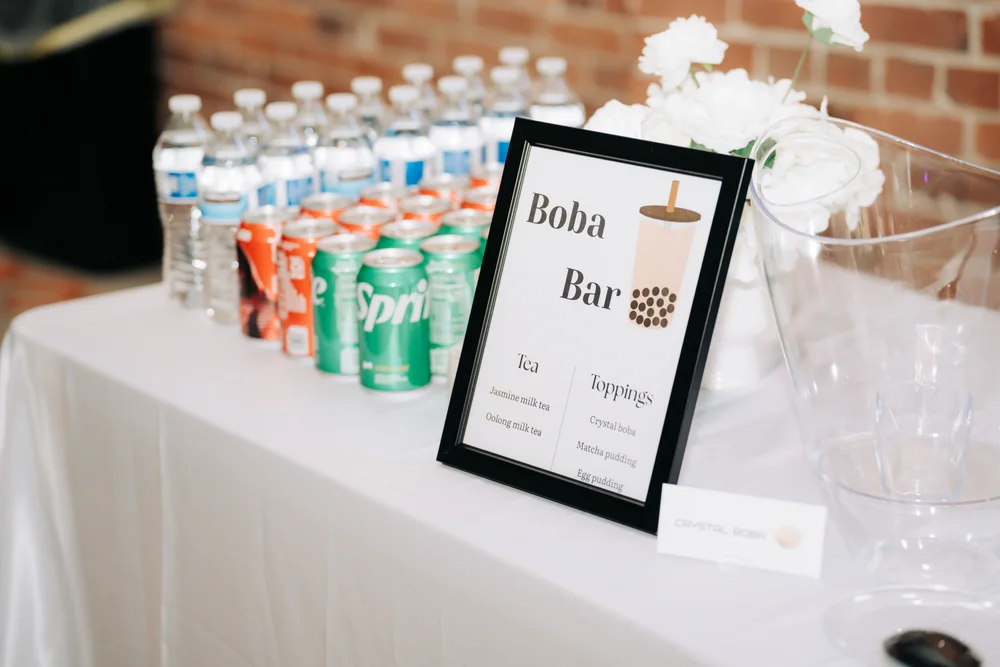 Boba bar at a wedding celebration at THE 101 Seattle
