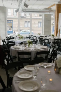 Modern wedding reception at THE 101 in Seattle