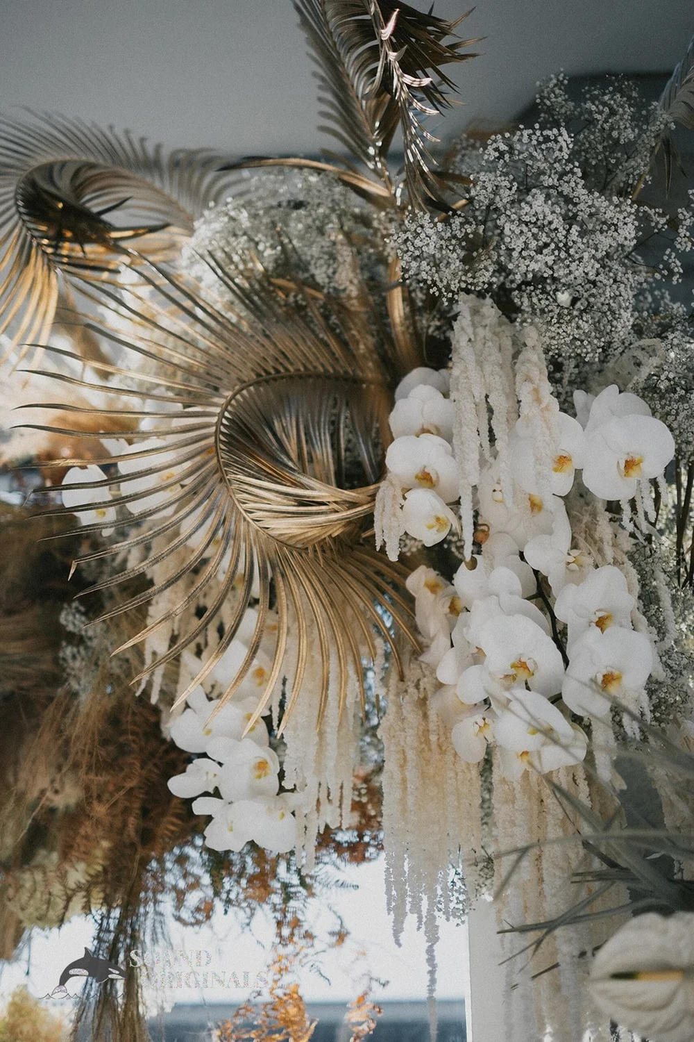 Large floral installation at THE 101 in Seattle