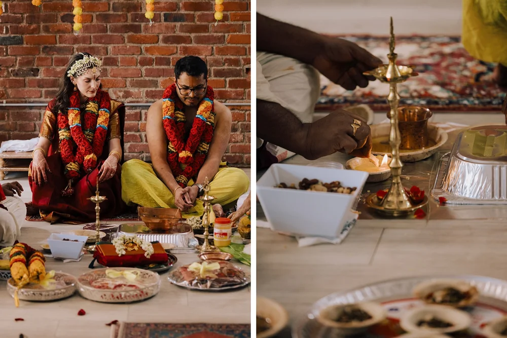 This is a collage of two images of an Eastern wedding at THE 101 in Seattle