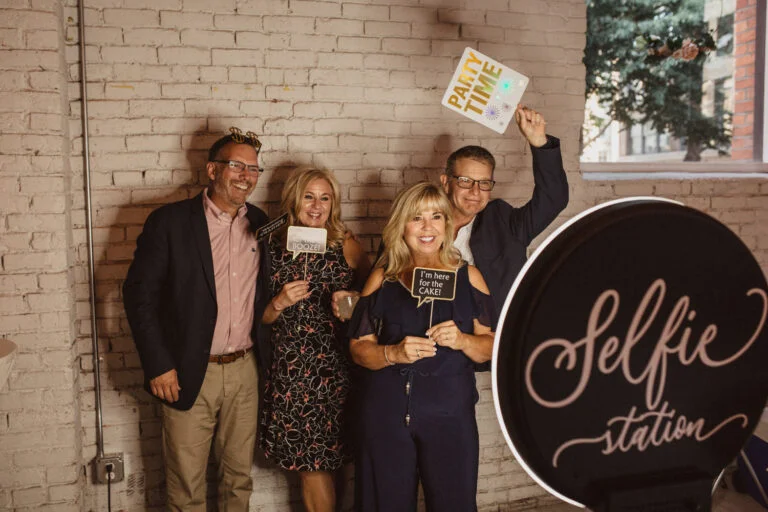 Corporate event guests at a selfie station at THE 101 venue in Seattle WA